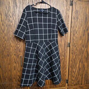 Plaid Black and White Fall Midi Dress Cahdwicks of Boston size 12P